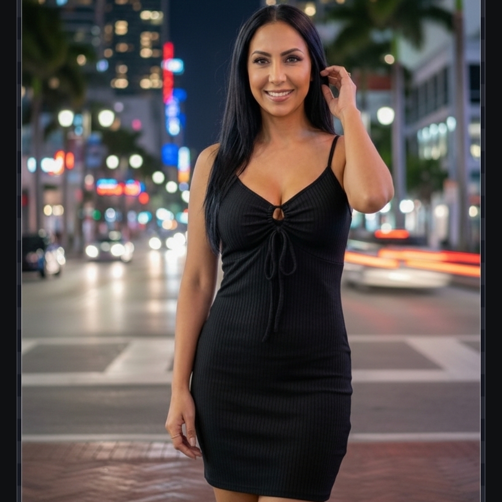 H&M Black Ribbed Bodycon Dress - Picture 1 of 1